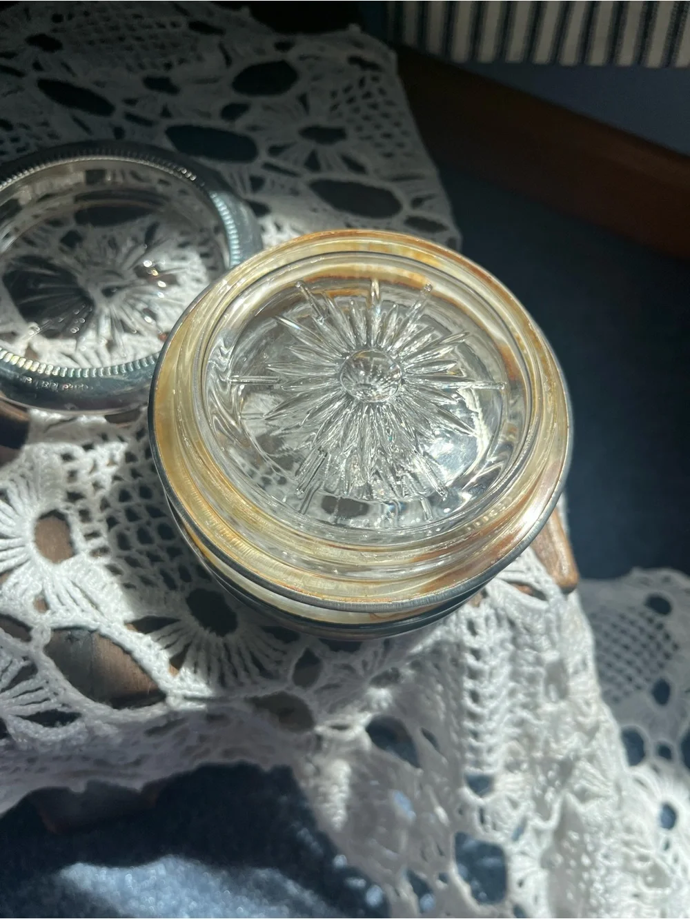 Stacked Silver Glass Coasters - Clear & Silver